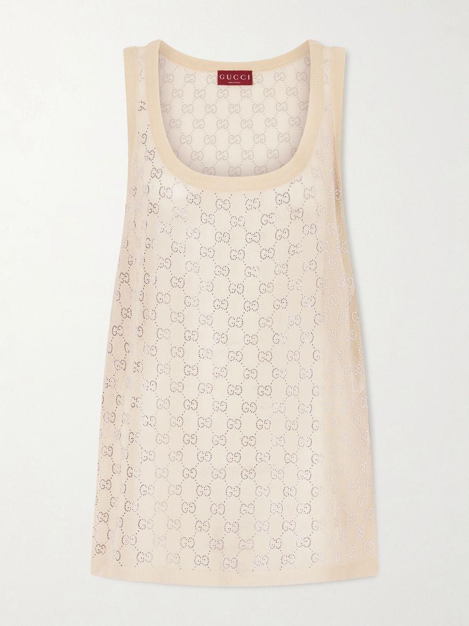 Crystal-embellished knitted silk top by GUCCI