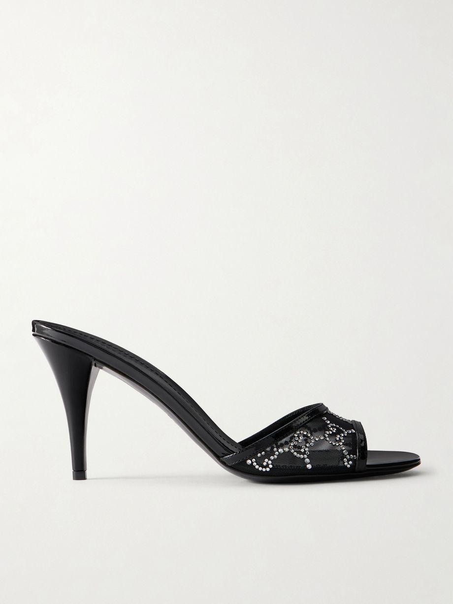 Crystal-embellished leather-trimmed mesh sandals by GUCCI