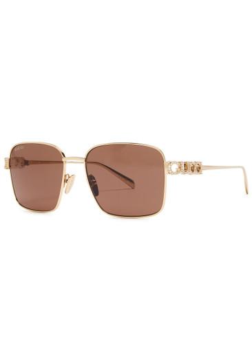 Crystal-embellished square-frame sunglasses by GUCCI