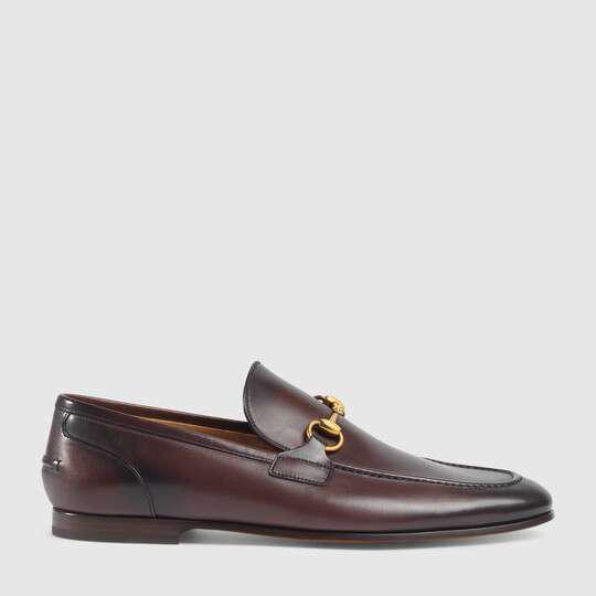 Dark Brown Leather Gucci Jordaan Loafer by GUCCI