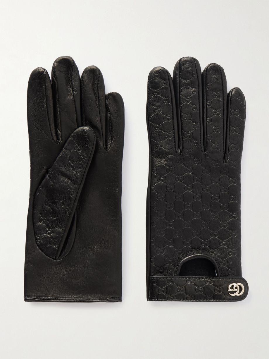 Debossed leather gloves by GUCCI