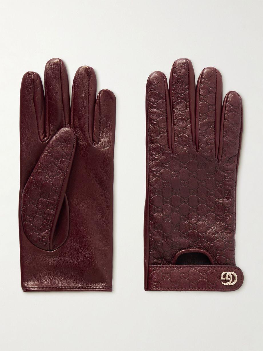 Debossed leather gloves by GUCCI