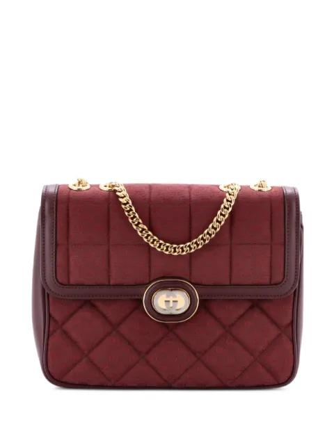 Deco Chain Flap Bag Mixed Quilt Mini GG Canvas and Leather Small shoulder bag by GUCCI 