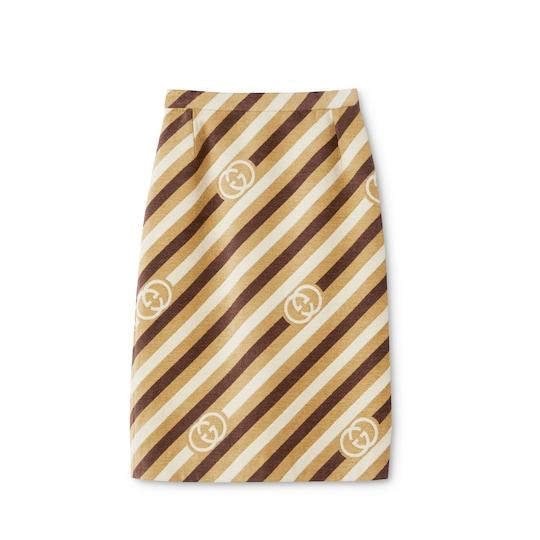 Diagonal GG velvet chenille midi skirt by undefined Diagonal GG velvet chenille midi skirt by undefined