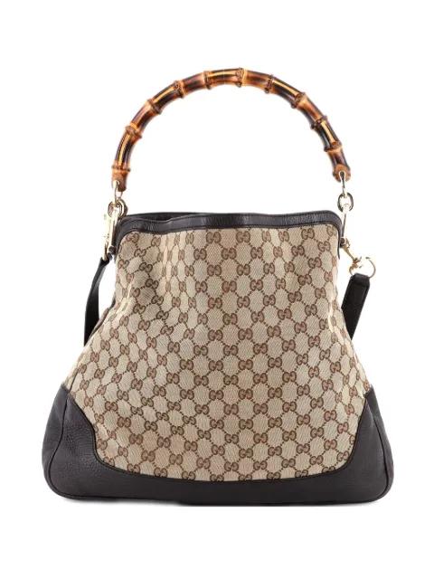 Diana Bamboo Shoulder Bag GG Canvas Medium hobo bag by GUCCI 