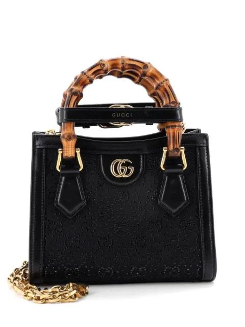 Diana NM Bamboo Handle Crystal Embellished GG Canvas Mini tote bag by GUCCI 