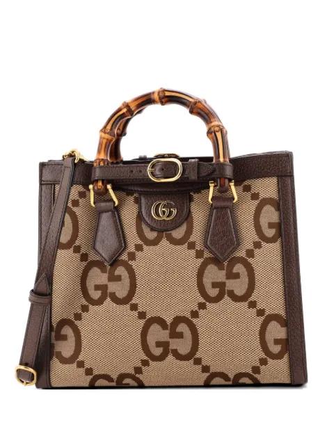 Diana NM Bamboo Handle Jumbo GG Canvas Small tote bag by GUCCI 