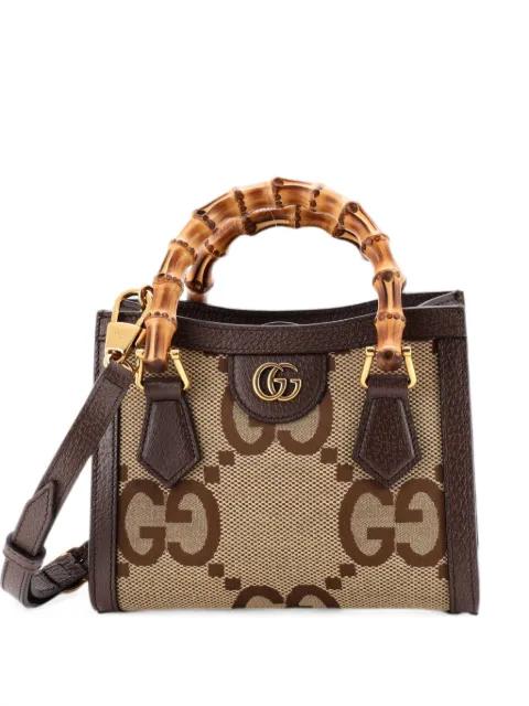 Diana NM Bamboo Handle Tote Jumbo GG Canvas Mini shoulder bag by GUCCI 