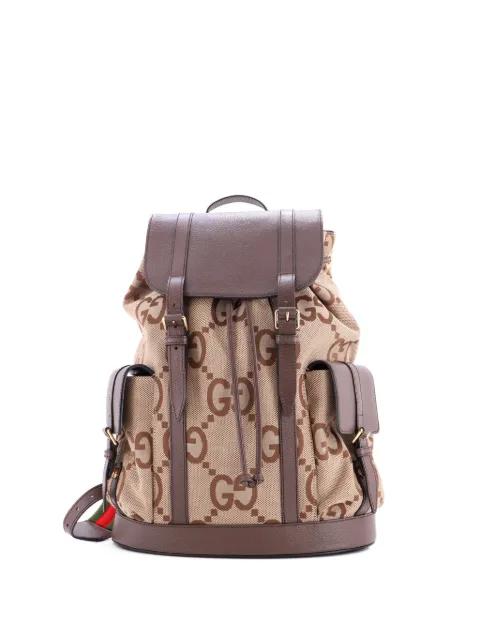 Double Pocket Belt Jumbo GG Canvas and Leather Large backpack by GUCCI 