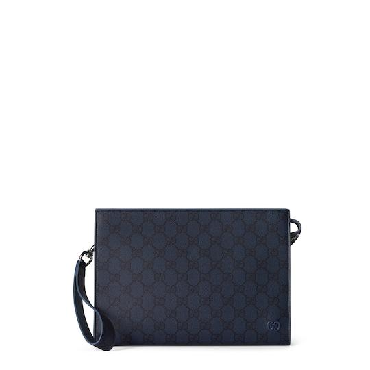 Dusty blue trim small pouch by GUCCI