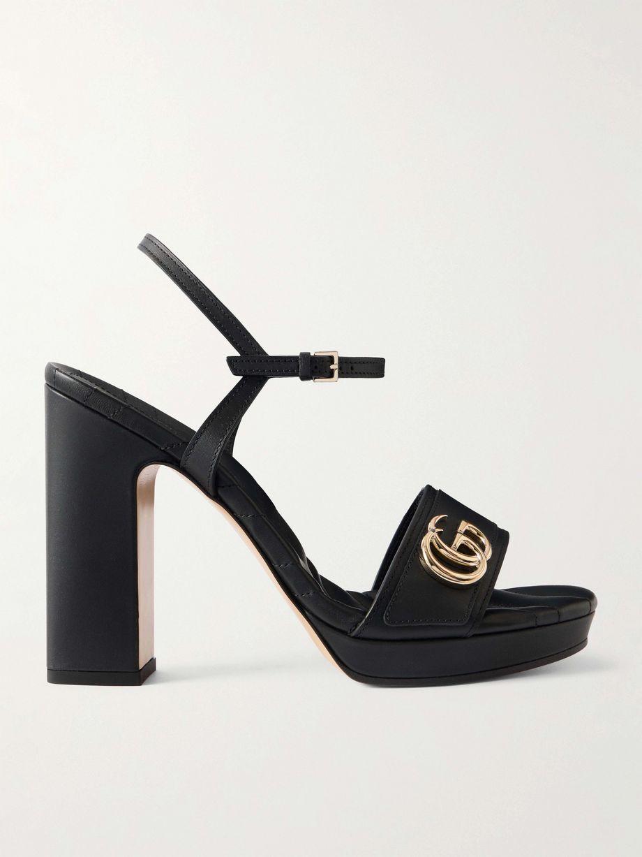 Embellished leather platform sandals by GUCCI