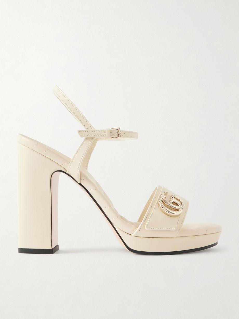 Embellished leather platform sandals by GUCCI