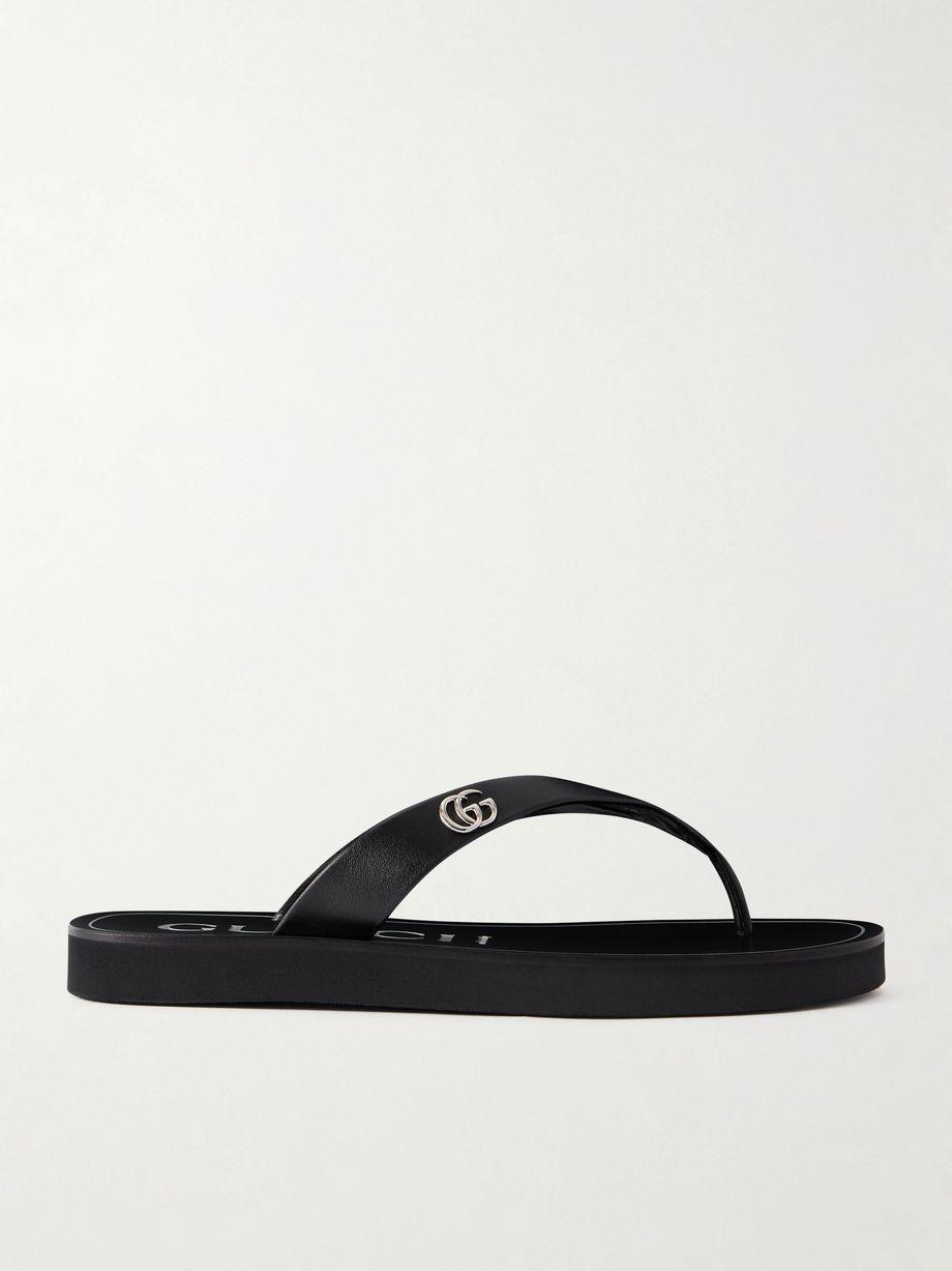 Embellished leather sandals by GUCCI
