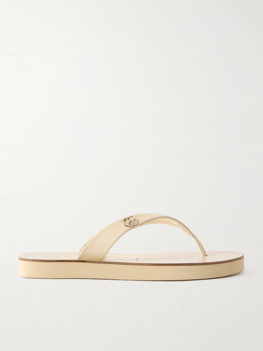 Embellished leather sandals by GUCCI
