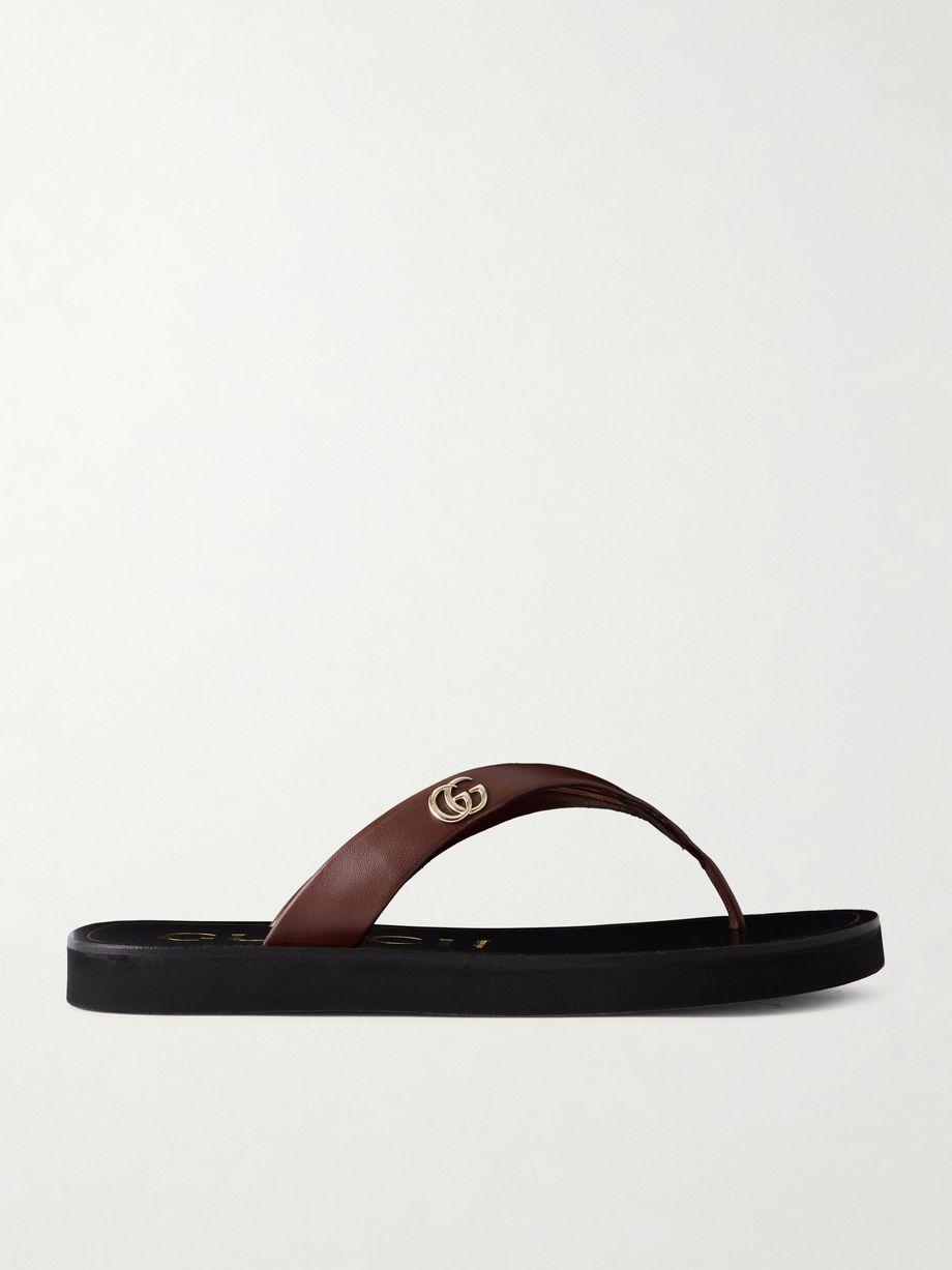 Embellished leather sandals by GUCCI