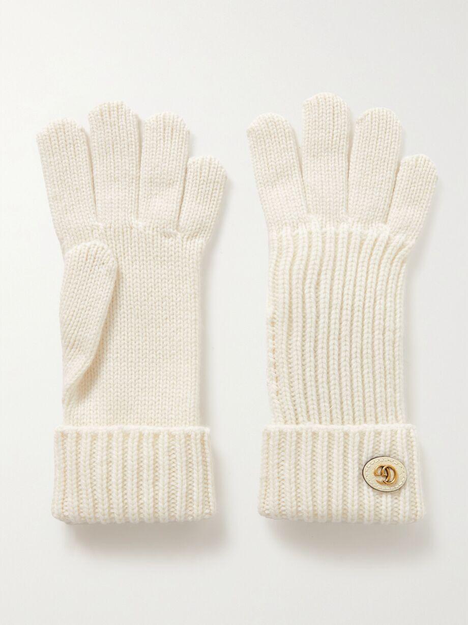 Embellished leather-trimmed wool and cashmere-blend gloves by GUCCI