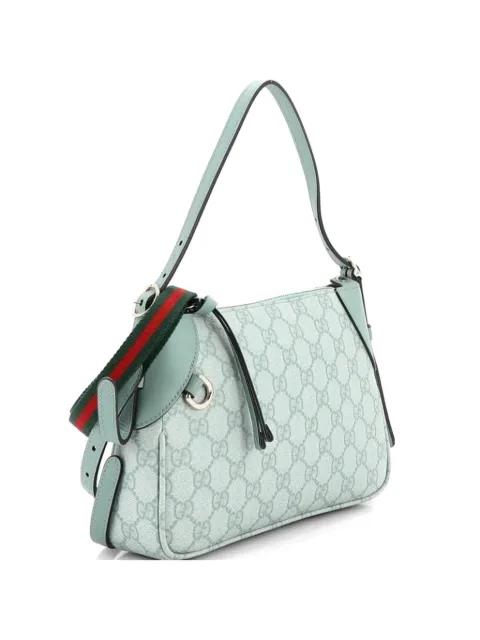 Emblem GG Coated Canvas with Leather Small shoulder bag by GUCCI 