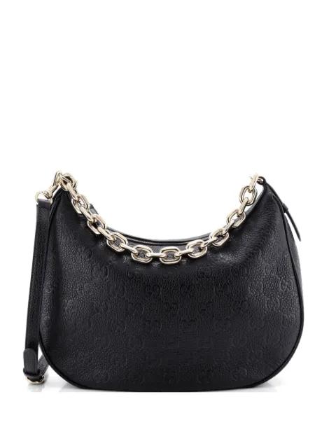 Emblem Half Moon GG Embossed Leather Large shoulder bag by GUCCI 