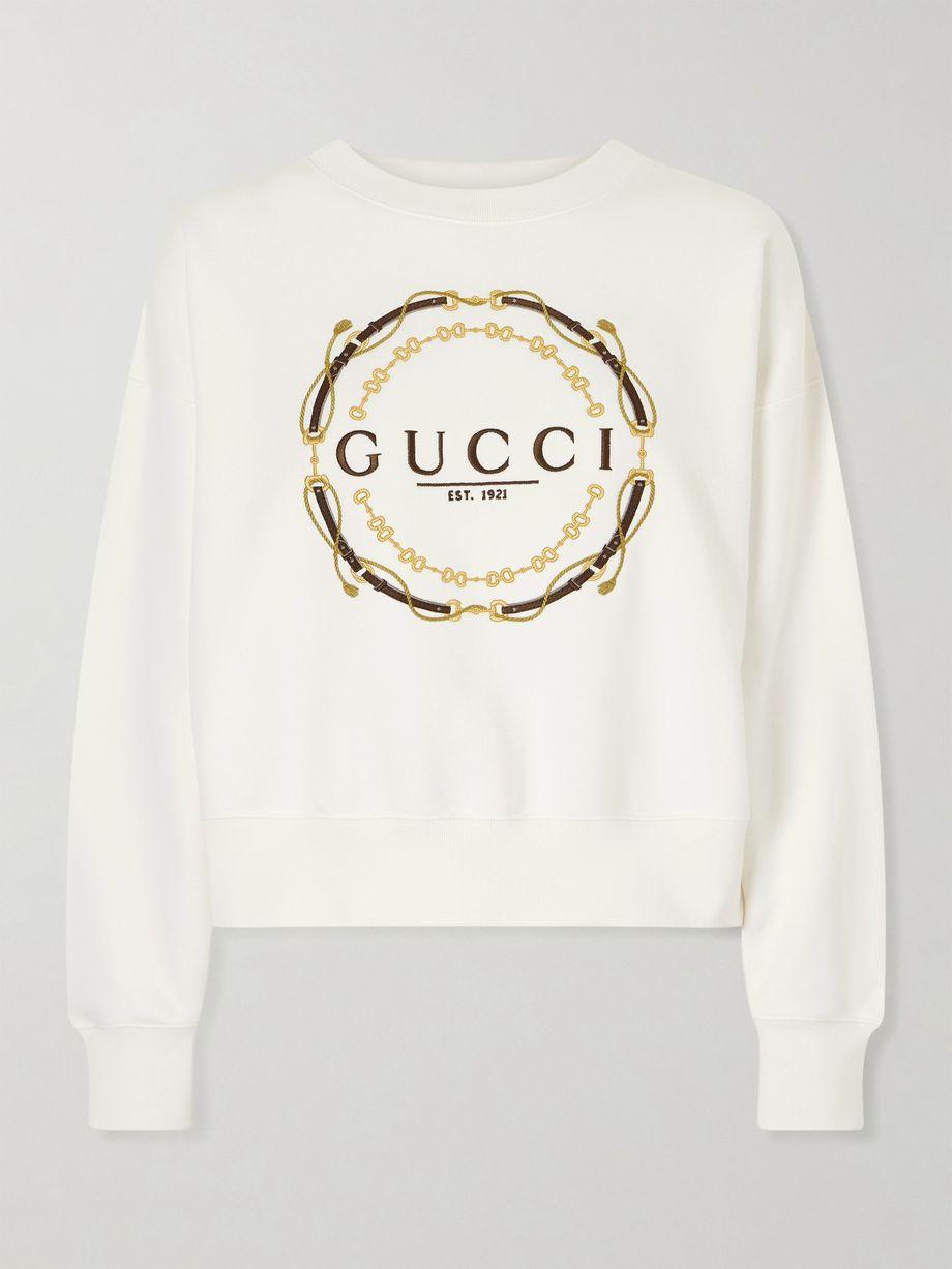 Embroidered printed cotton-jersey sweatshirt by GUCCI