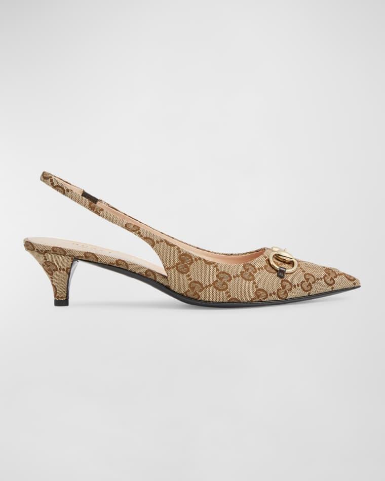 Erin GG Canvas Bit Slingback Pumps by GUCCI
