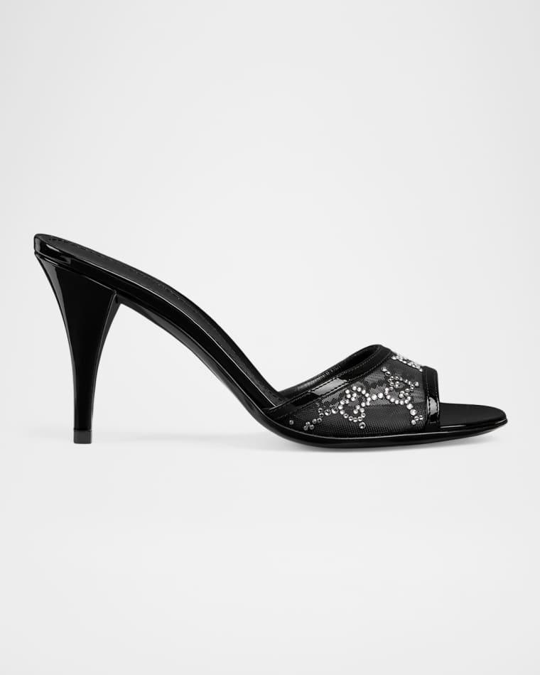 Erin Jeweled Leather Stiletto Sandals by GUCCI