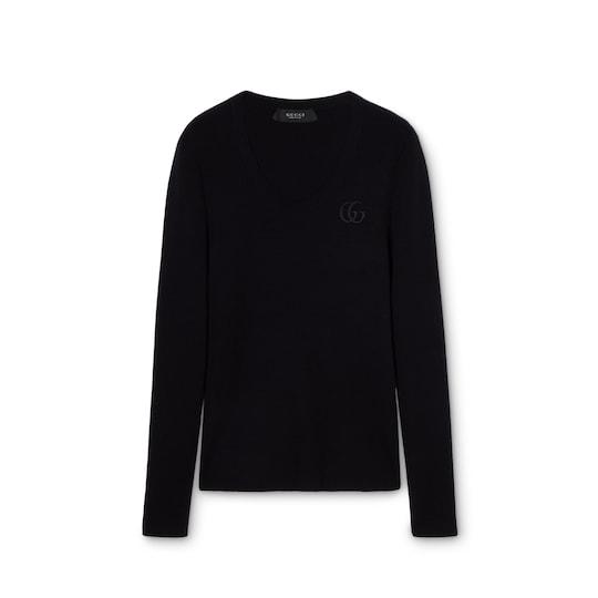 Fine cashmere silk top with embroidery by GUCCI