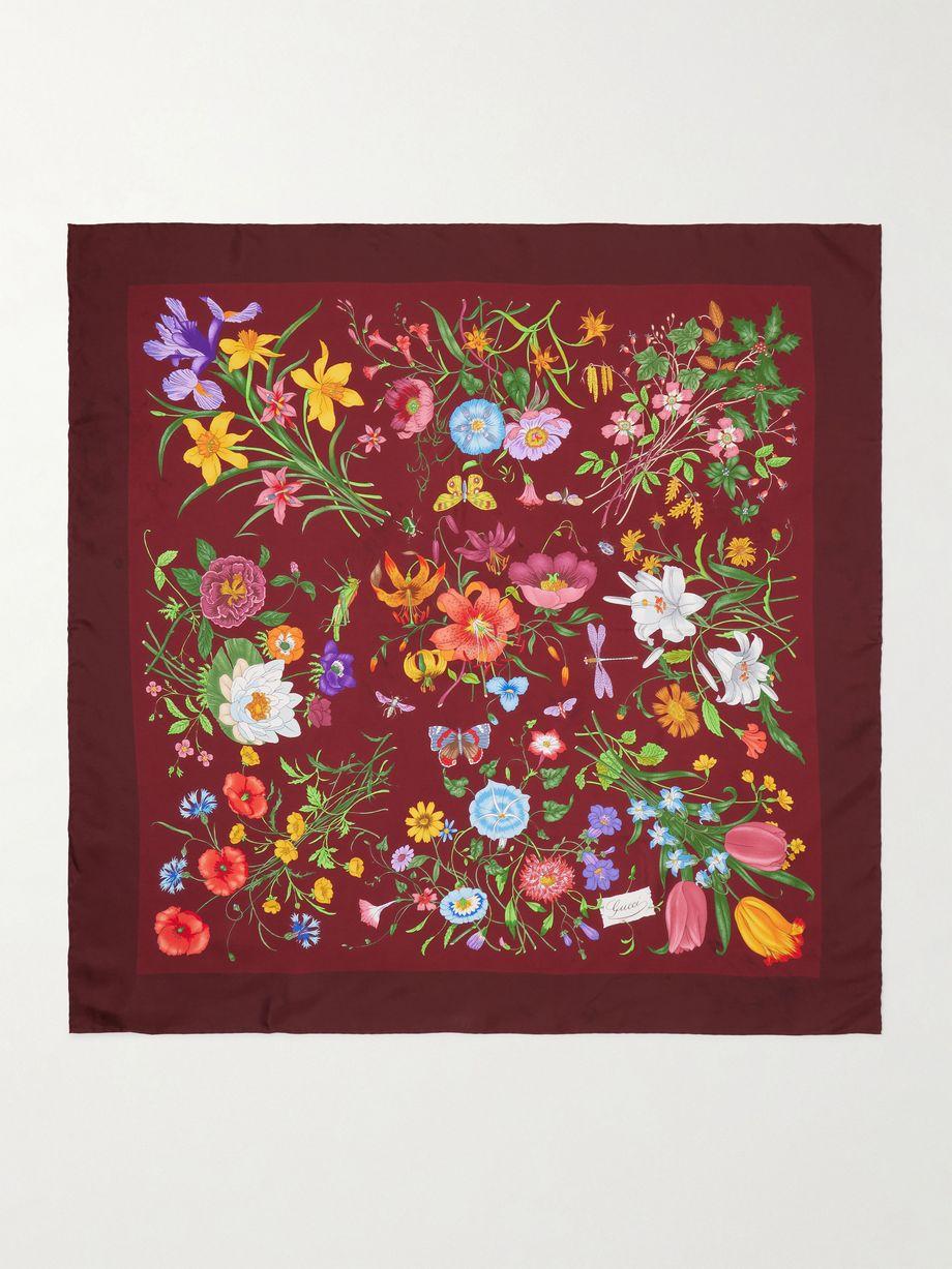 Flora floral-print silk-twill scarf by GUCCI
