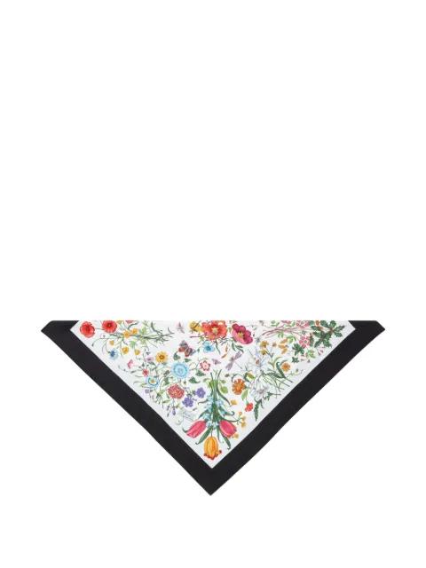 Flora-print silk scarf by GUCCI