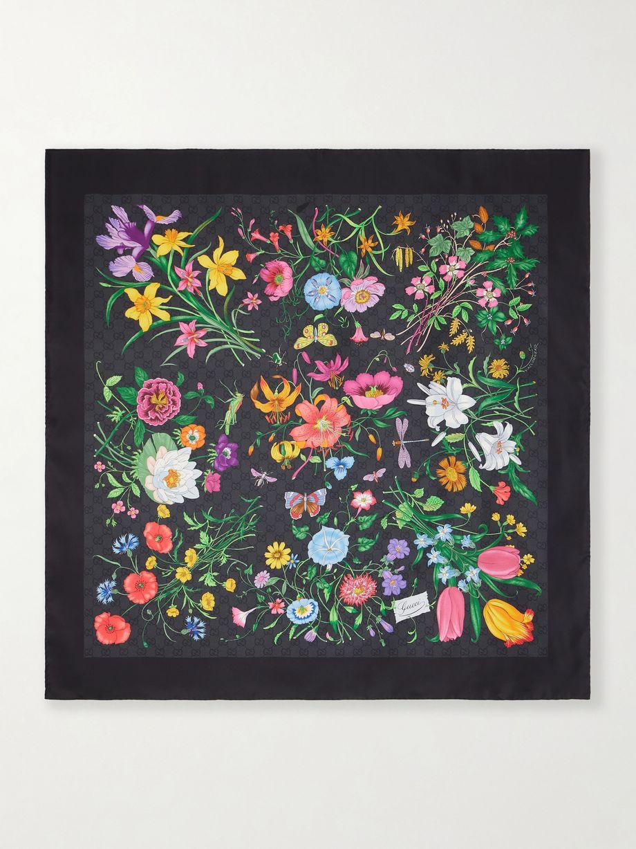 Flora printed silk-twill scarf by GUCCI