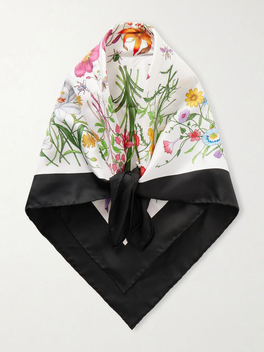Floral-print silk-twill headband by GUCCI