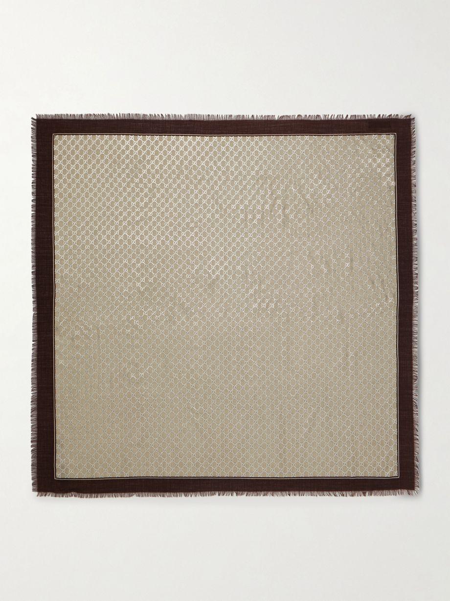 Frayed metallic wool-jacquard scarf by GUCCI