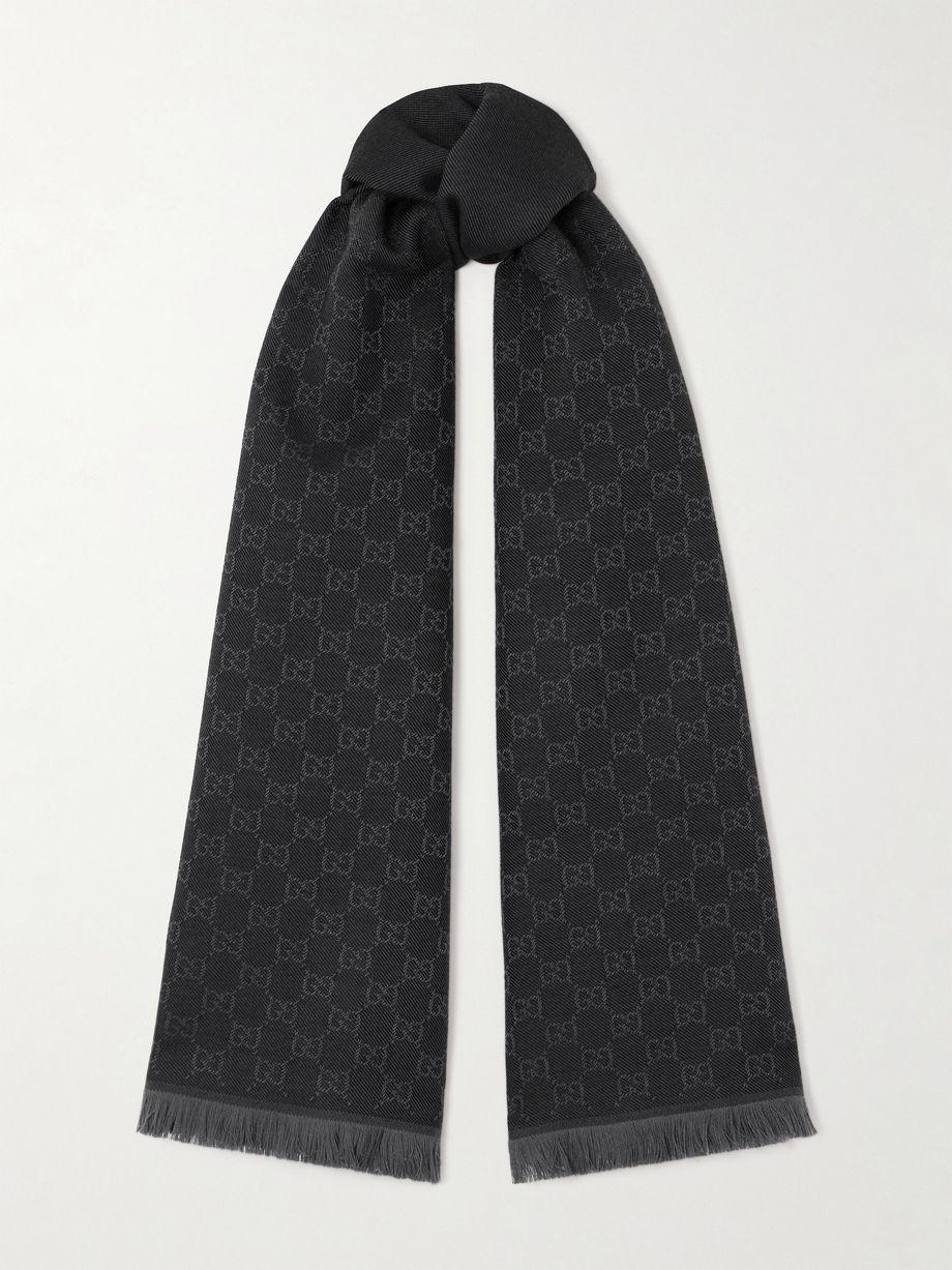 Frayed wool-jacquard scarf by GUCCI
