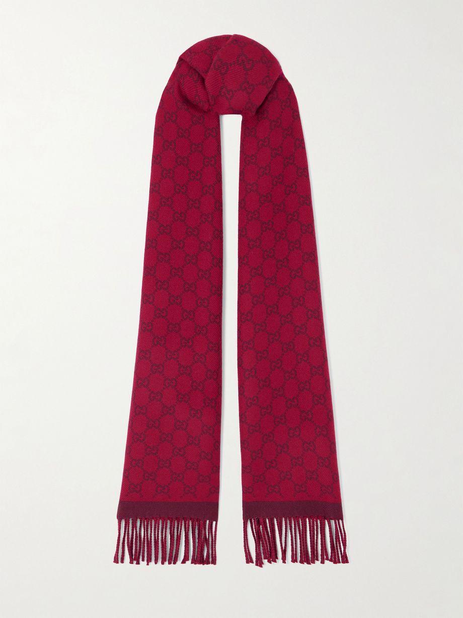 Fringed jacquard-knit NATIVA™ wool scarf by GUCCI