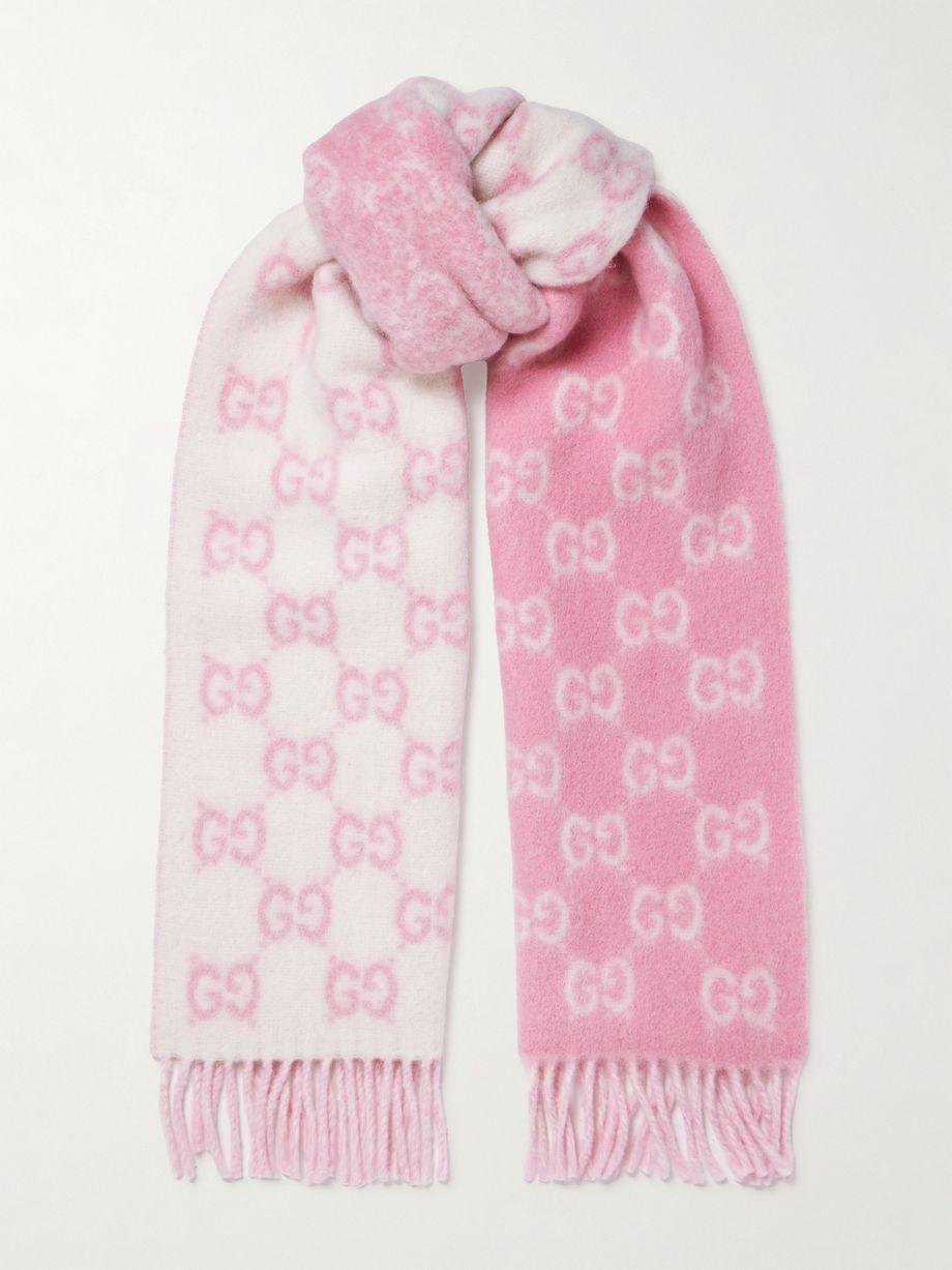 Fringed jacquard-knit scarf by GUCCI
