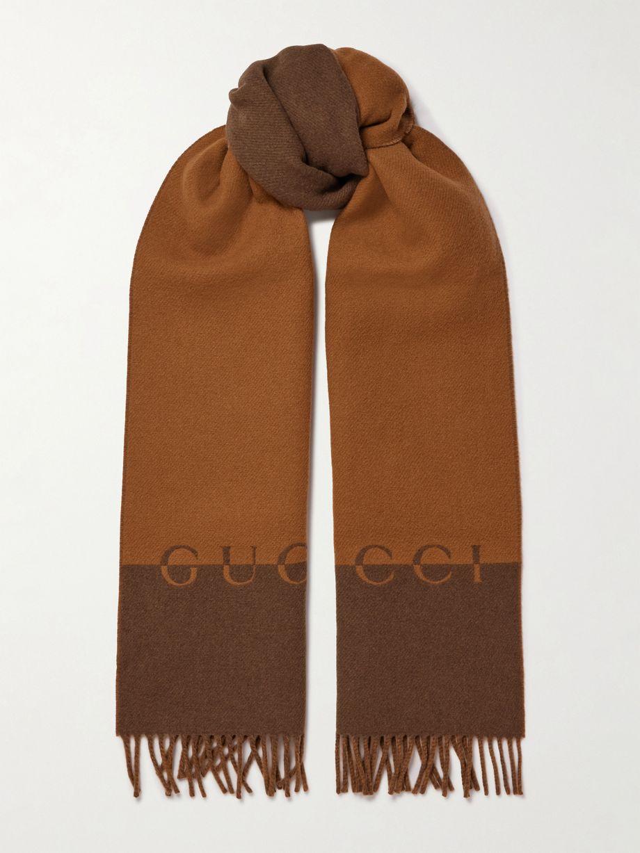 Fringed wool and cashmere-blend scarf by GUCCI