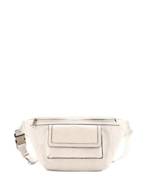 Front Pocket GG Embossed Perforated Leather belt bag by GUCCI Front Pocket GG Embossed Perforated Leather belt bag by GUCCI