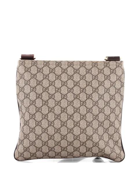 Front Zip Flat Messenger Bag GG Coated Canvas Medium crossbody bag by GUCCI 