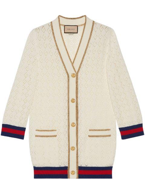 G-monogram pointelle cotton cardigan by GUCCI