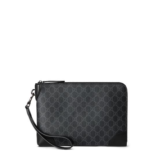 GG Emblem small business case in black fabric by GUCCI