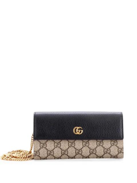 GG Marmont Continental Chain Wallet GG Coated Canvas and Leather crossbody bag by GUCCI 