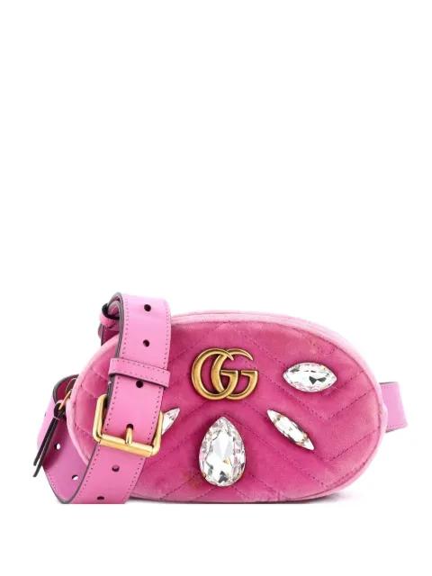 GG Marmont Embellished Matelasse Velvet belt bag by GUCCI 