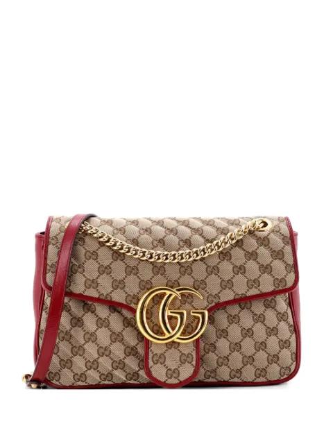 GG Marmont Flap Bag Diagonal Quilted GG Canvas with Leather Medium shoulder bag by GUCCI 