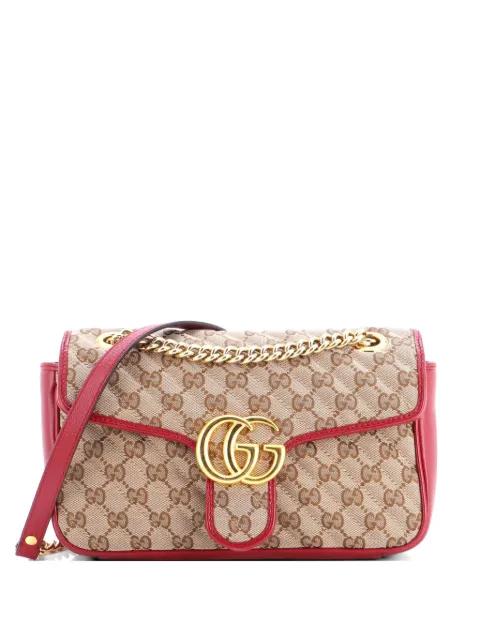 GG Marmont Flap Bag Diagonal Quilted GG Canvas with Leather Small shoulder bag by GUCCI 