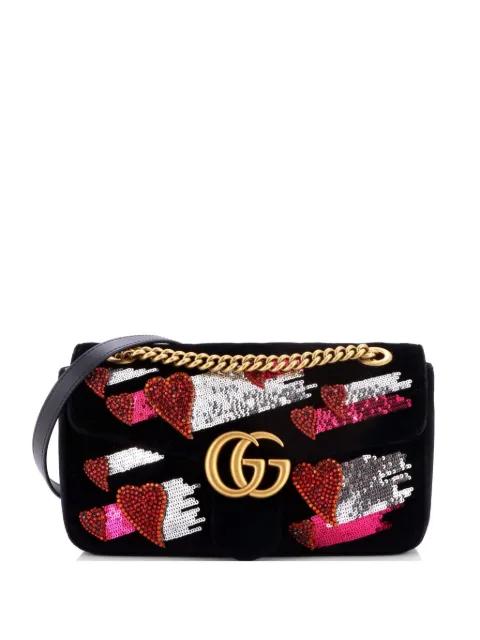 GG Marmont Flap Bag Embellished Matelasse Velvet Small crossbody bag by GUCCI 