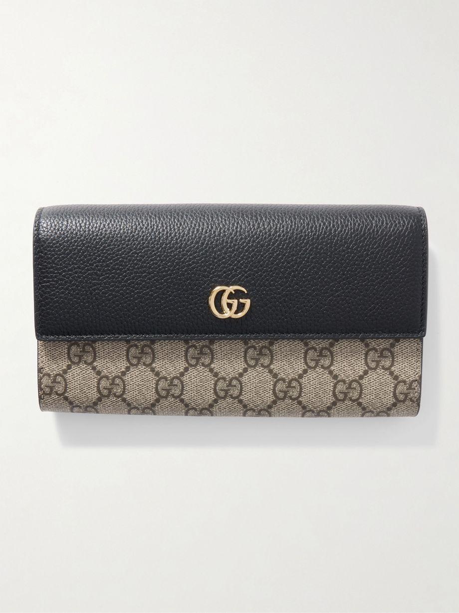 GG Marmont Petite textured-leather and printed coated-canvas shoulder bag by GUCCI