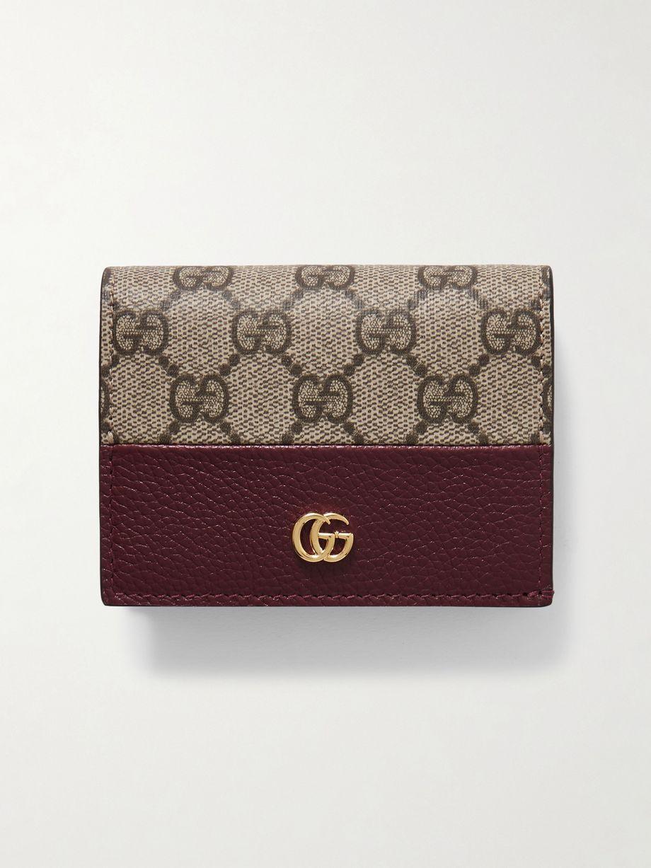 GG Marmont Petite textured-leather and printed coated-canvas wallet by GUCCI
