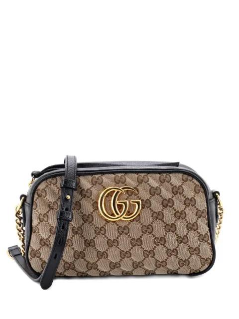 GG Marmont Shoulder Bag Diagonal Quilted GG Canvas with Leather Small crossbody bag by GUCCI 