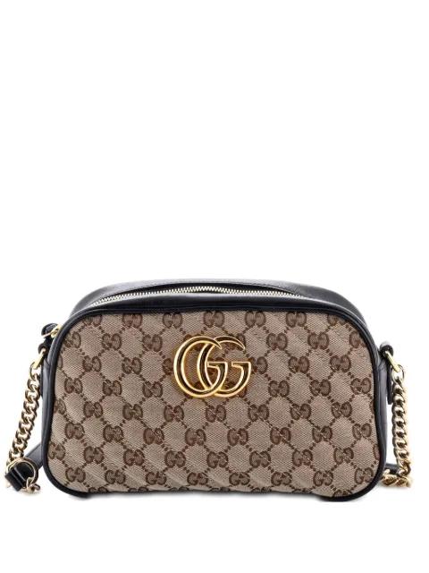 GG Marmont Shoulder Bag Diagonal Quilted GG Canvas with Leather Small crossbody bag by GUCCI 