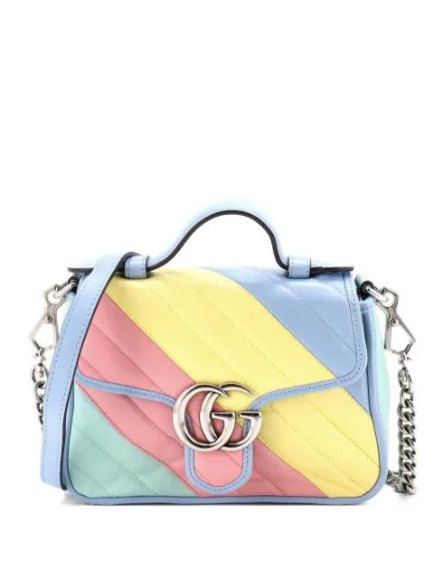 GG Marmont Top Handle Flap Bag Diagonal Quilted Leather Mini satchel by GUCCI 
