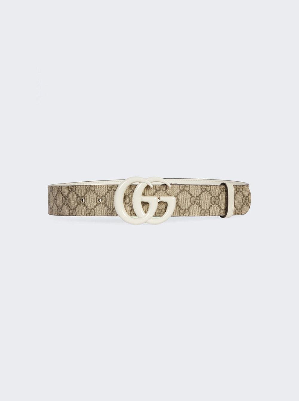 GG Marmont Wide Belt Beige and Ebony by GUCCI